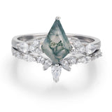 Nebula Nights Moss Agate Ring Set