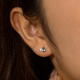 Rosewood Moss Agate Pearl Studs