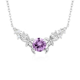 Silver Leaf Amethyst Necklace