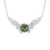 Silver Leaf Moss Agate Necklace