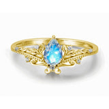 Lotus Moonstone Ring (Yellow Gold)©