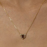 Rosy Heart Mozambique Garnet Necklace (Yellow Gold)