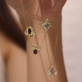 Leafy Spade Amethyst Necklace (Yellow Gold)