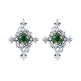 Vine Diamond Moss Agate Studs