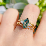 Sonoran Sunrise Moss Agate Ring Set (Yellow Gold)