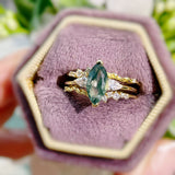 Sonoran Sunrise Moss Agate Ring Set (Yellow Gold)