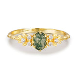 Wildflower Moss Agate Ring (Yellow Gold)©