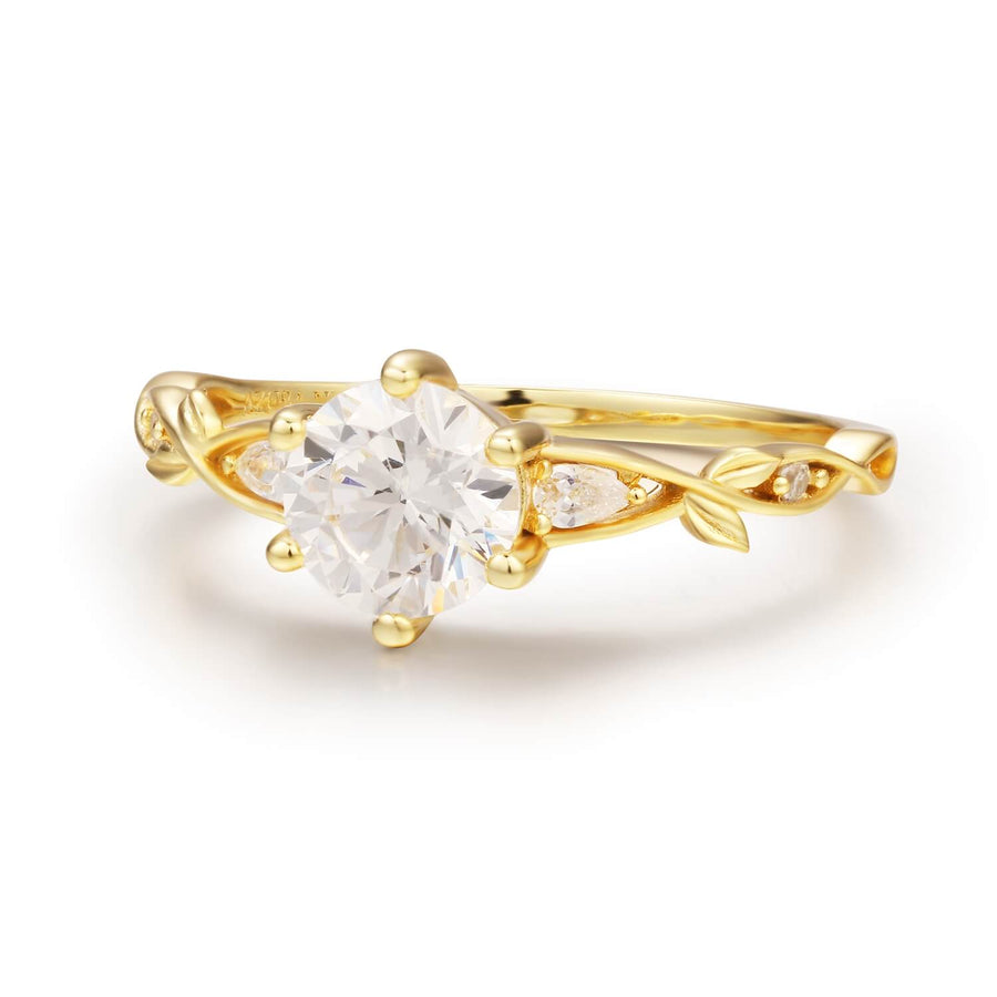 Devotion Leaflet White Topaz Ring (Yellow Gold) - Summer Limited Edition