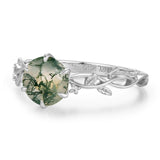 Everlasting Round Moss Agate Ring©