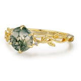 Everlasting Round Moss Agate Ring©