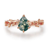 Everlasting Pear Cut Moss Agate Ring©