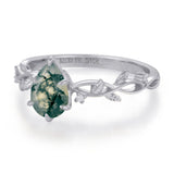 Everlasting Pear Cut Moss Agate Ring©