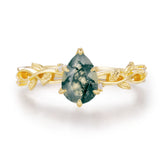 Everlasting Pear Cut Moss Agate Ring©