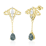 Cirrus Crest Moss Agate Earrings (Yellow Gold)