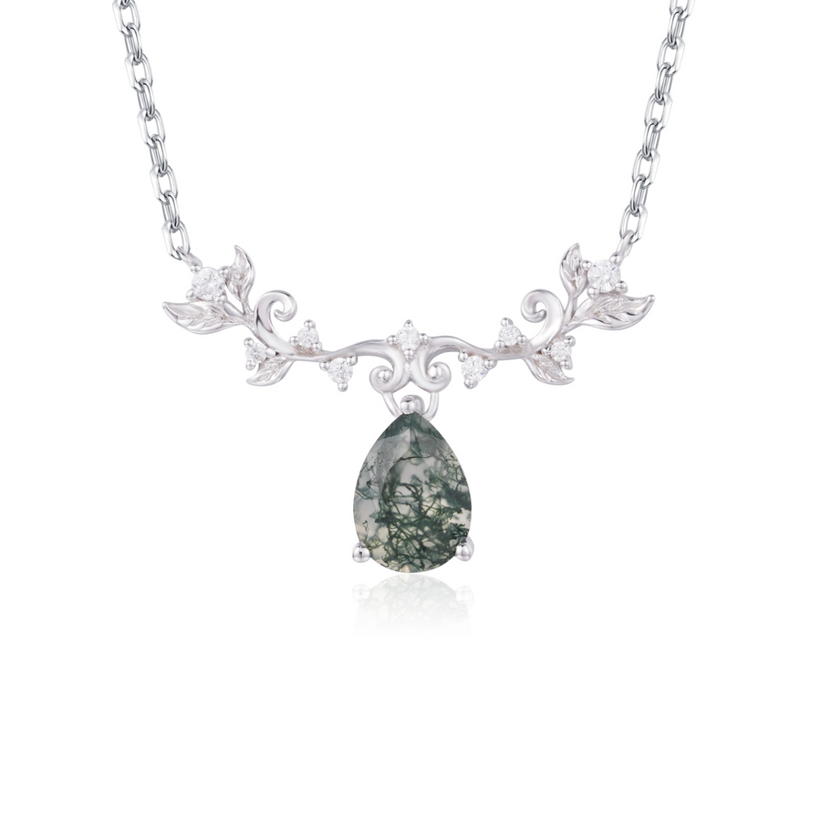Foliage Whispers Moss Agate Necklace