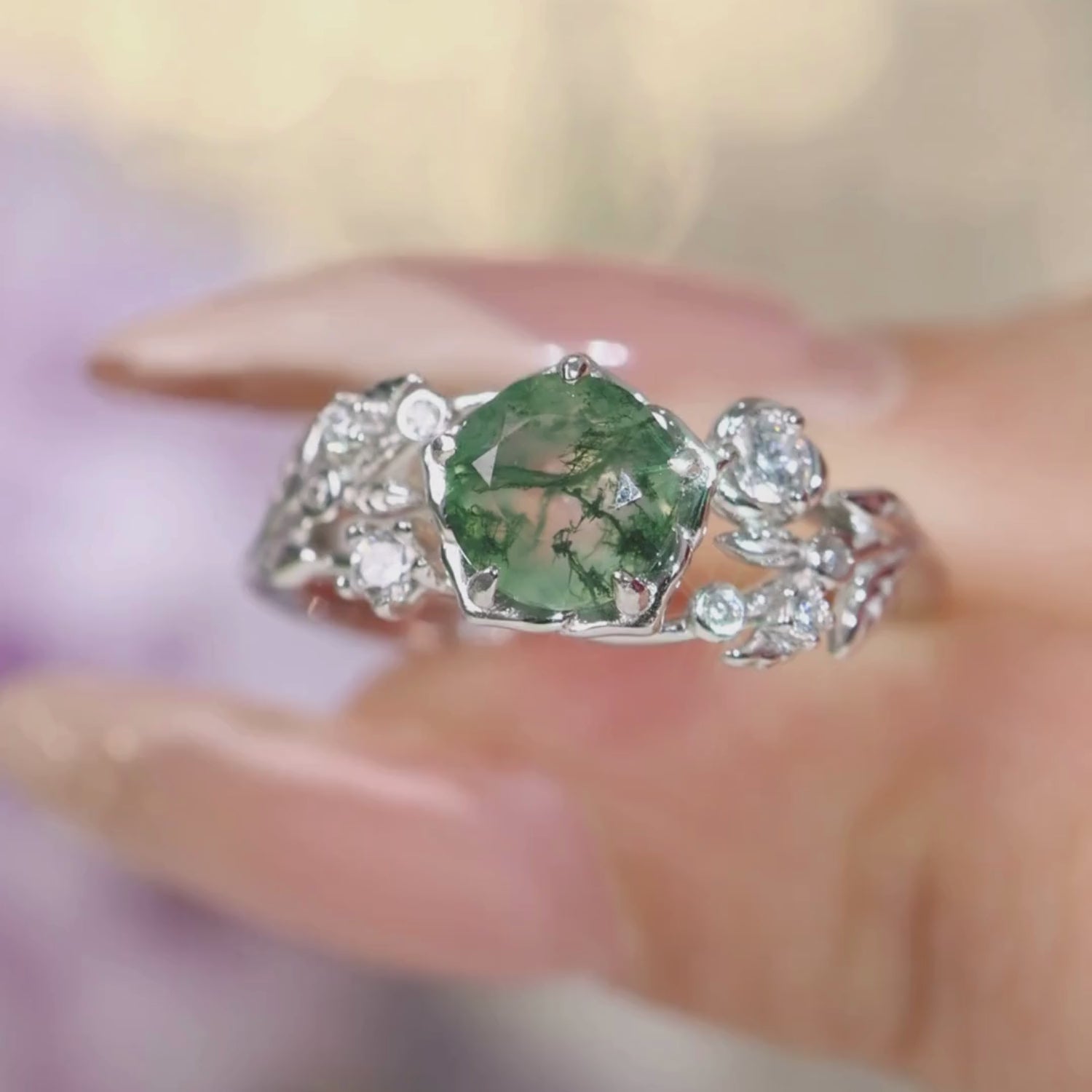 Cedar Wisp Moss Agate Ring – Azura New York
