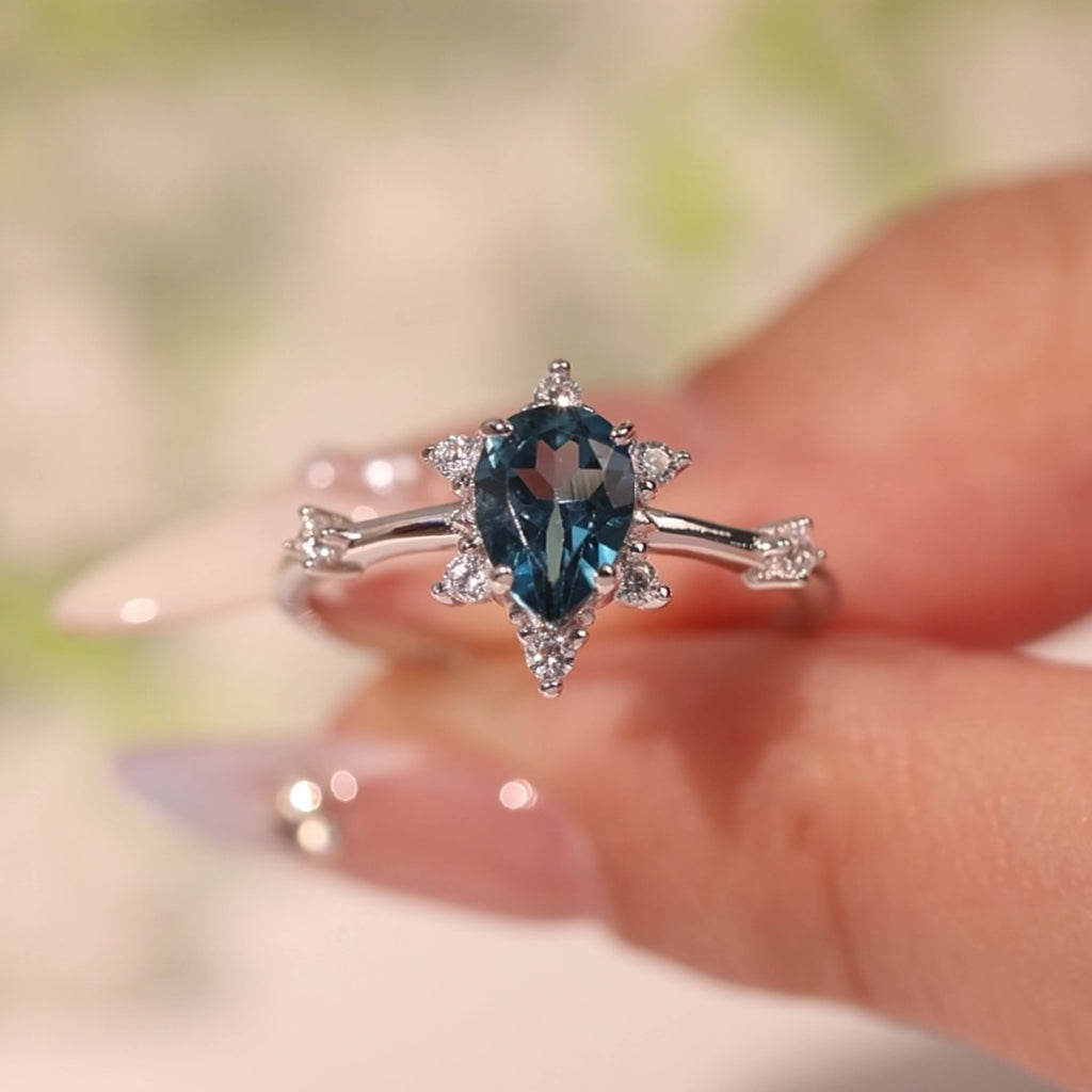 Platinum Custom Three Stone London Blue Topaz And Diamond Engagement Ring  #104059 - Seattle Bellevue | Joseph Jewelry
