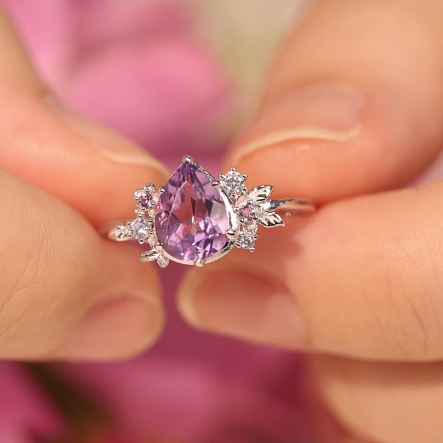 Violet Blooms Amethyst Ring (White Gold)
