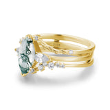 Sonoran Sunrise Moss Agate Ring Set (Yellow Gold)