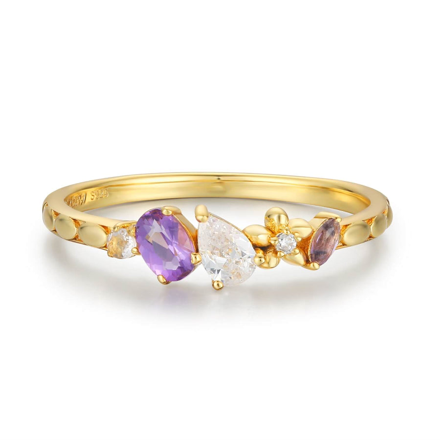 Glowing Orchid Amethyst White Topaz Ring