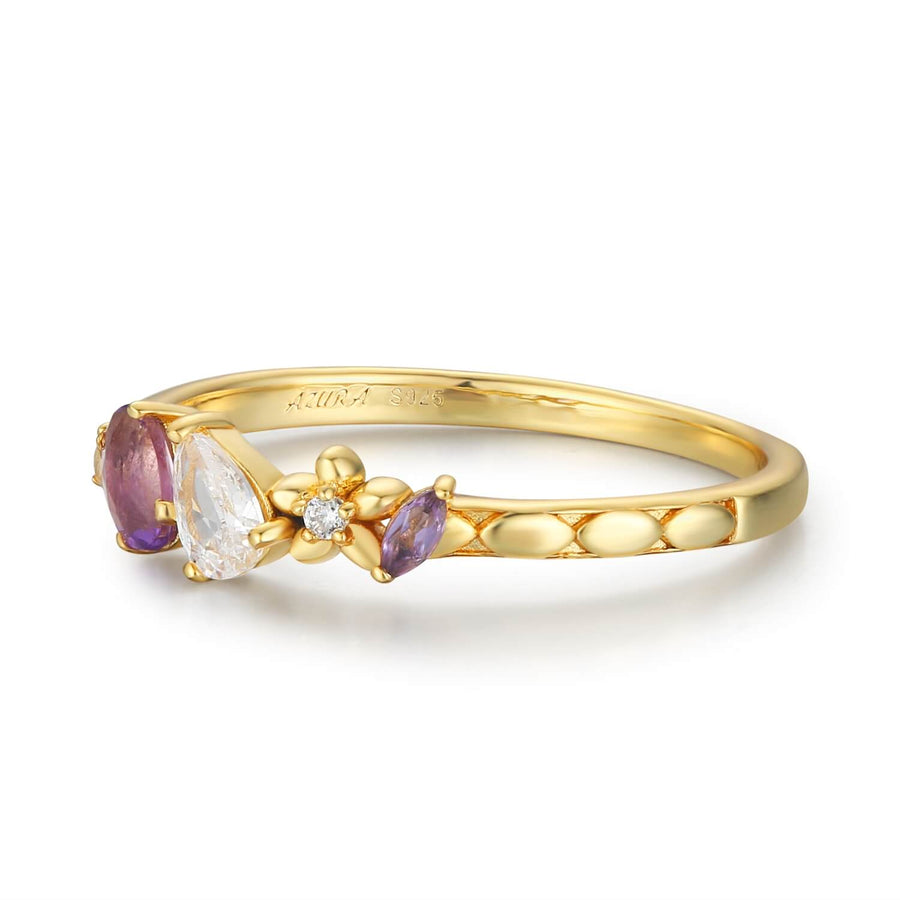 Glowing Orchid Amethyst White Topaz Ring