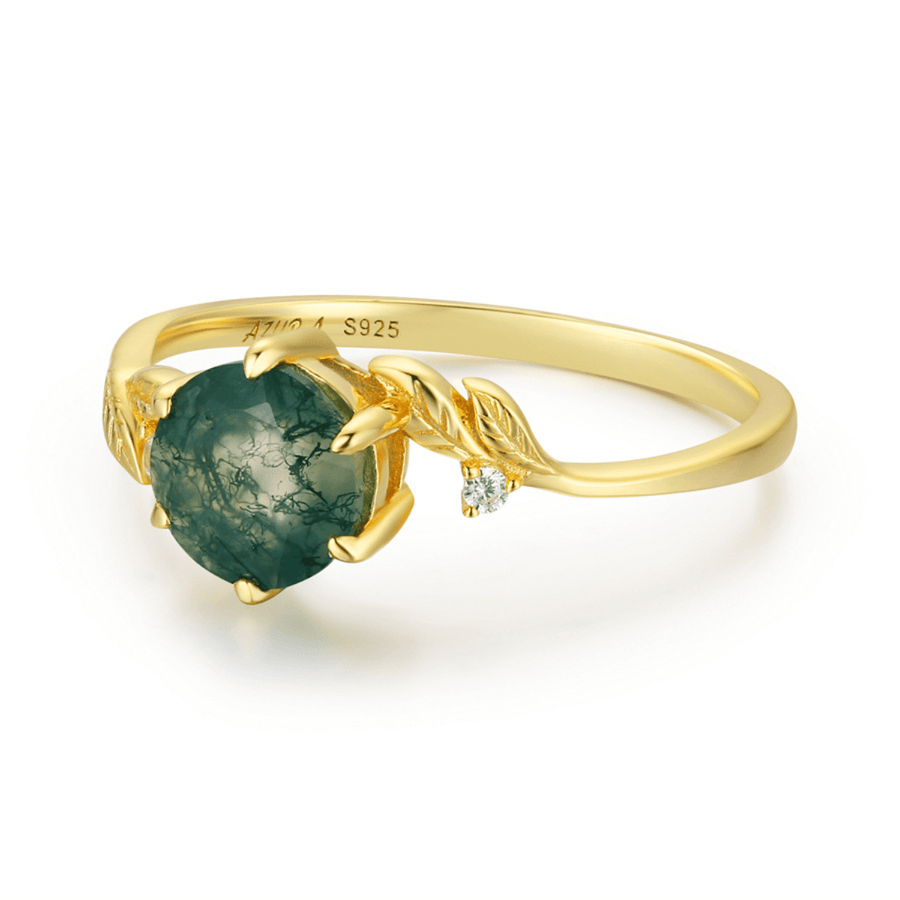 Evergreen Moss Agate Ring (Yellow Gold)