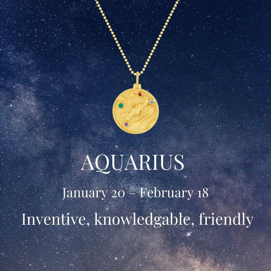 Aquarius Zodiac Mantra Necklace