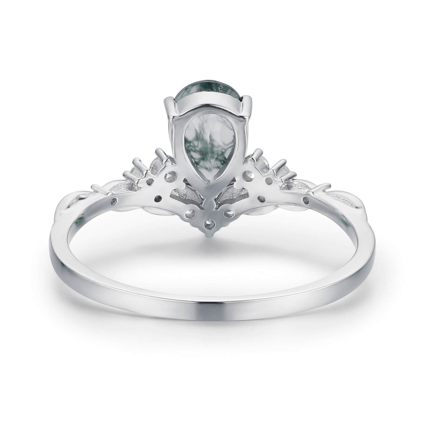 Angelique Tulip Moss Agate Ring (White Gold)