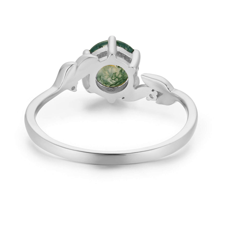 Evergreen Moss Agate Ring (White Gold)
