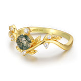 Willow Moss Agate Ring (Yellow Gold)©