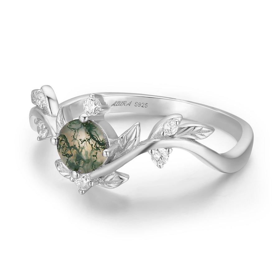 Willow Moss Agate Ring (White Gold)©