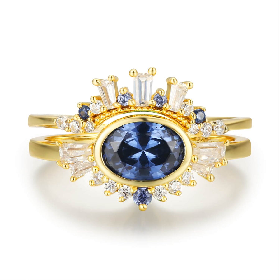 Supernova London Blue Topaz Ring Set (Yellow Gold)