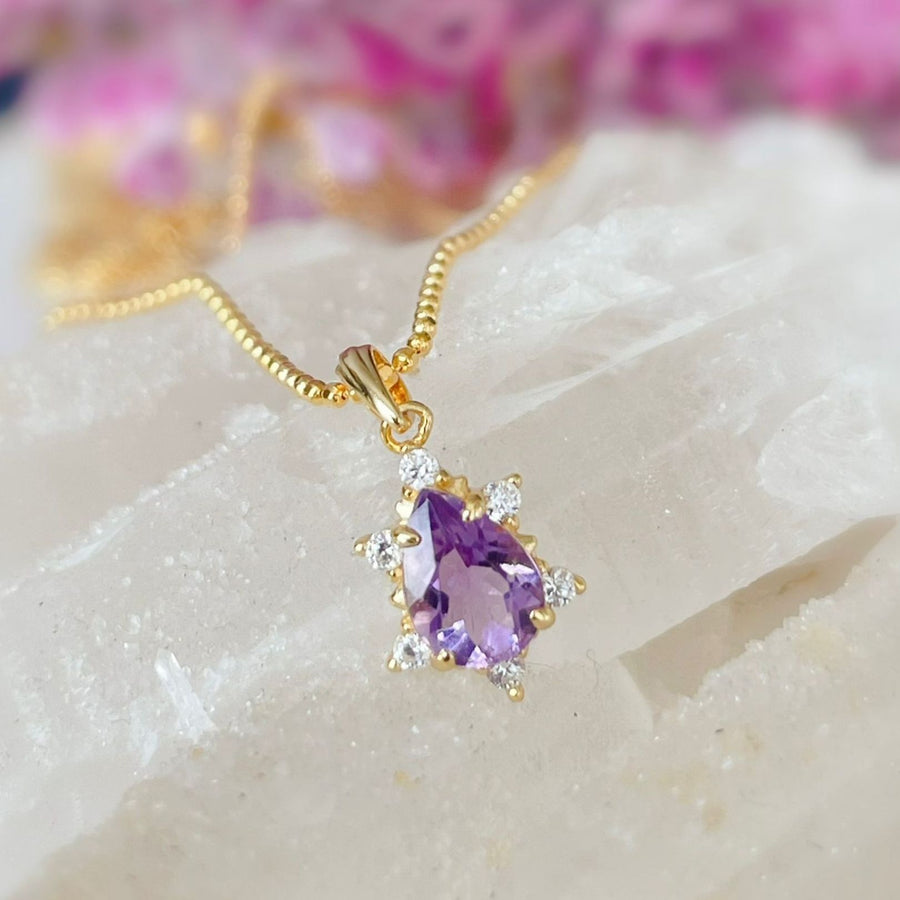 Gaia Amethyst Yellow Gold Necklace
