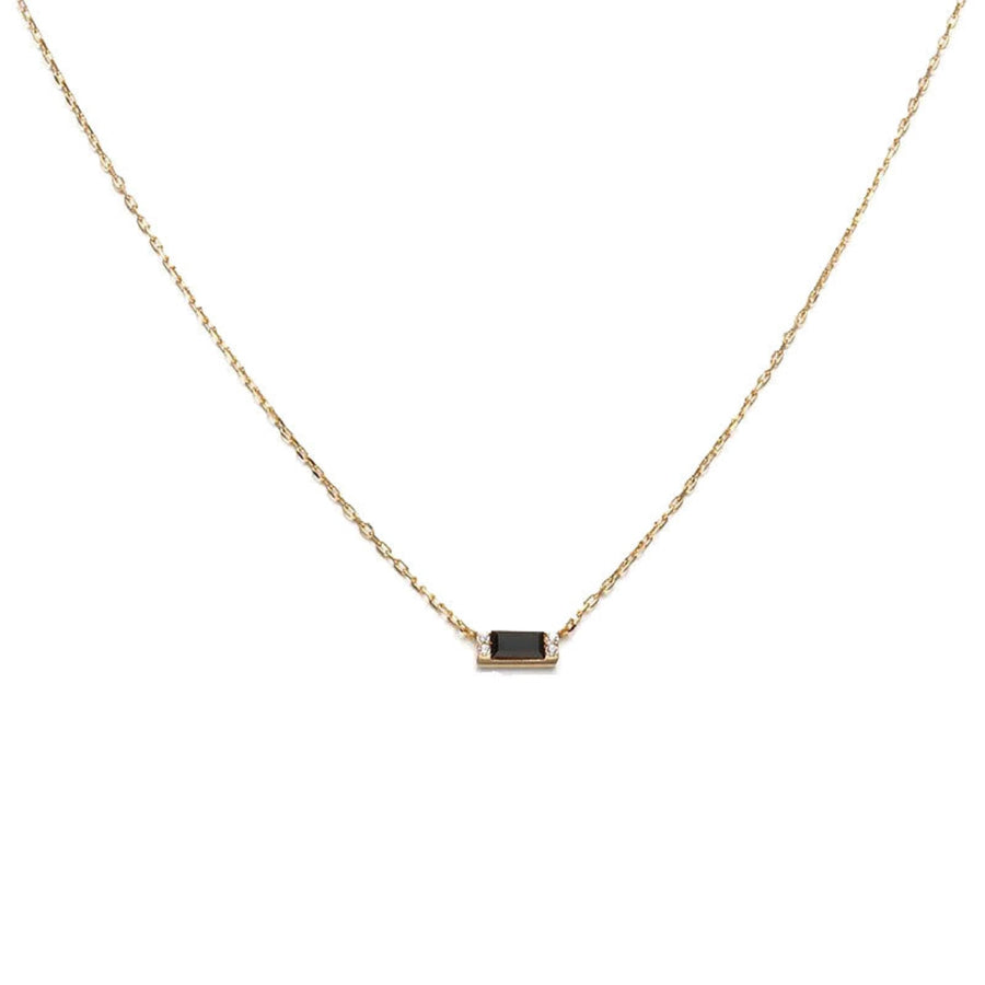 Black Diamond Baguette Bar Necklace