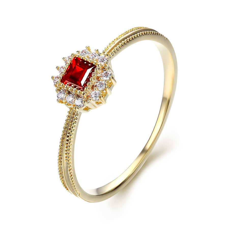 Dreamy Sunflower Red Garnet Ring