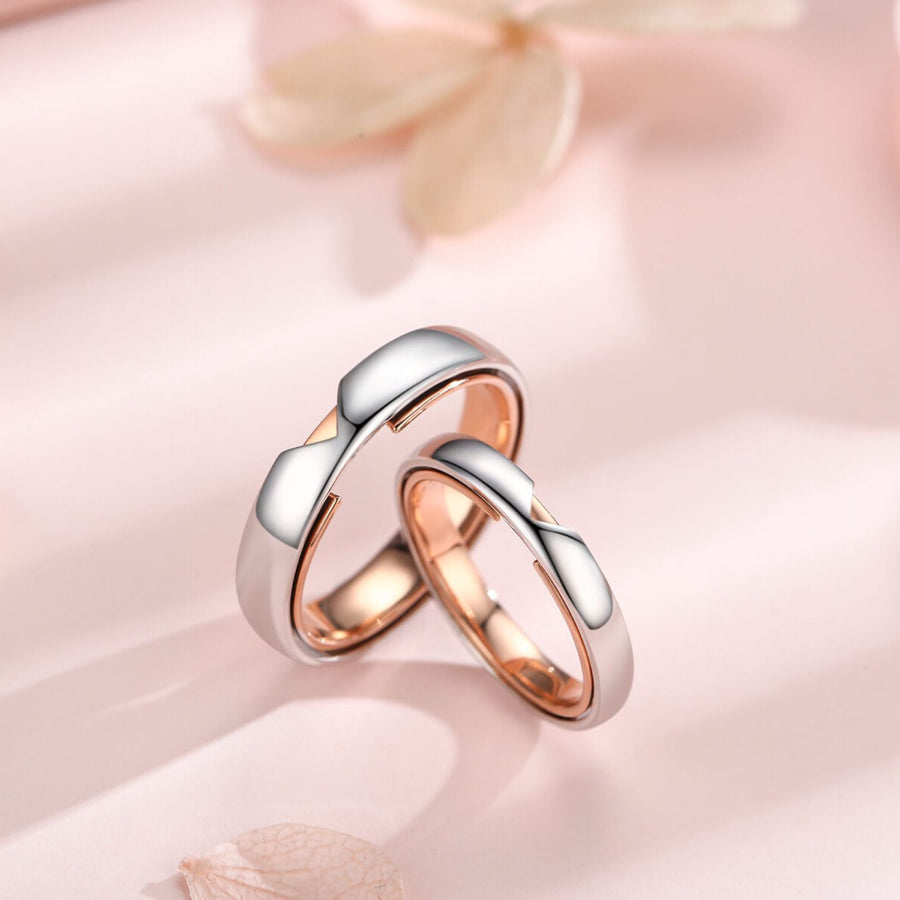 Couple Rings Set Stainless Steel, Wedding Ring Set for Men and Women 4mm Rose  Gold Ring with Black Enamel Women 5 + Men 6 | Amazon.com