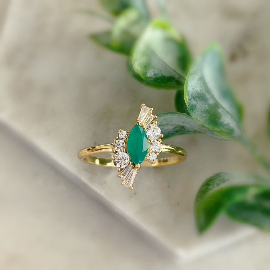 Feather Green Onyx Ring