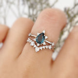 Gaia Blue Topaz Ring & Twinkle Band Ring Set