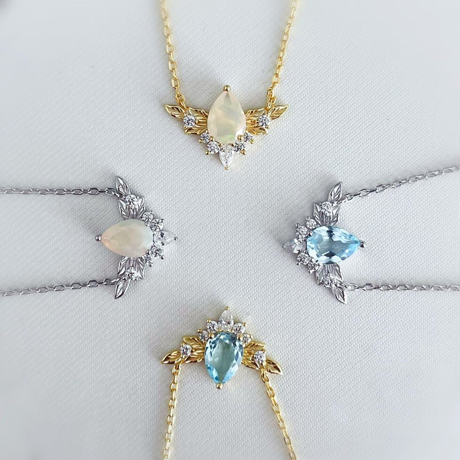 To Bloom Again  Opal Yellow Gold Necklace