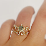 Willow Moss Agate Ring (Yellow Gold)©