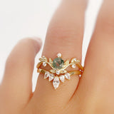 Willow Moss Agate Ring (Yellow Gold)©