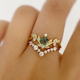 Willow Moss Agate Ring (Yellow Gold)©