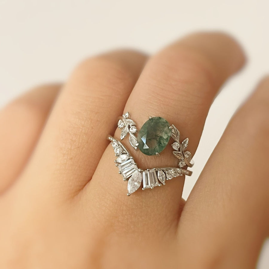 Between the Leaf Moss Agate© and Hillcrest Ring Set