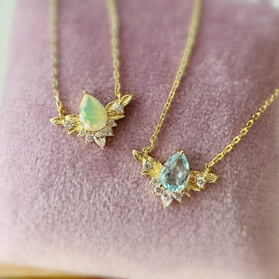 To Bloom Again  Opal Yellow Gold Necklace