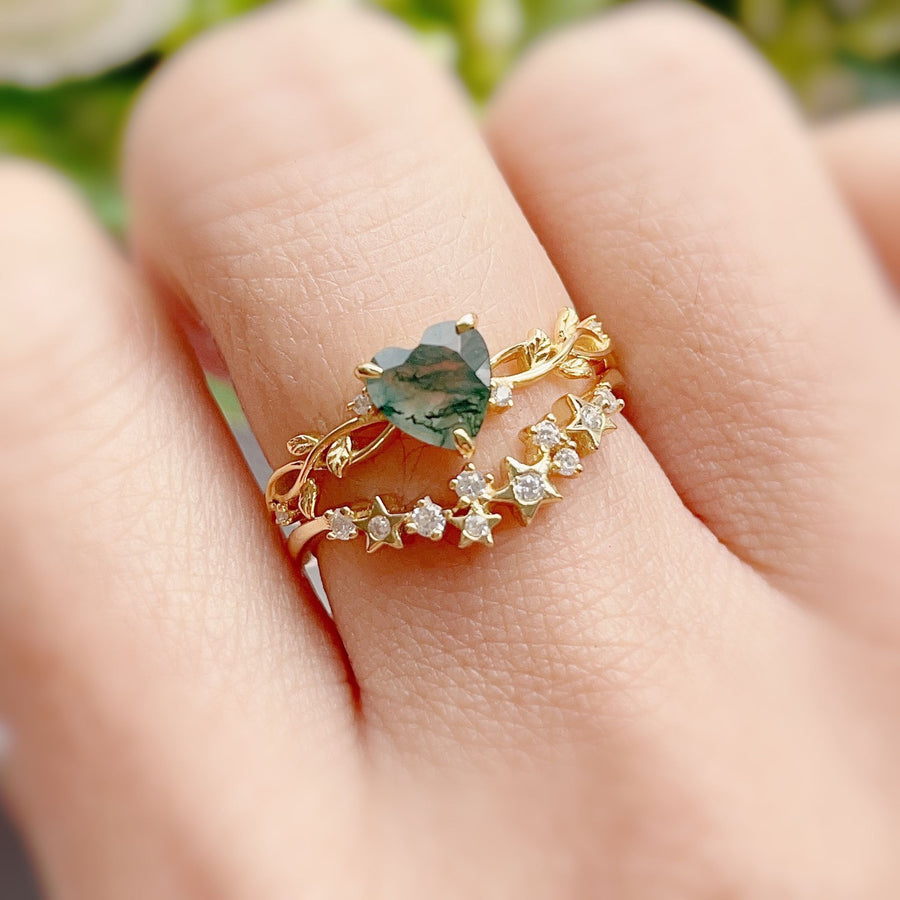 Everlasting Moss Agate Ring (Yellow Gold)©