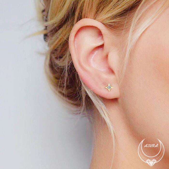 North Star Earrings (14K Solid Gold)