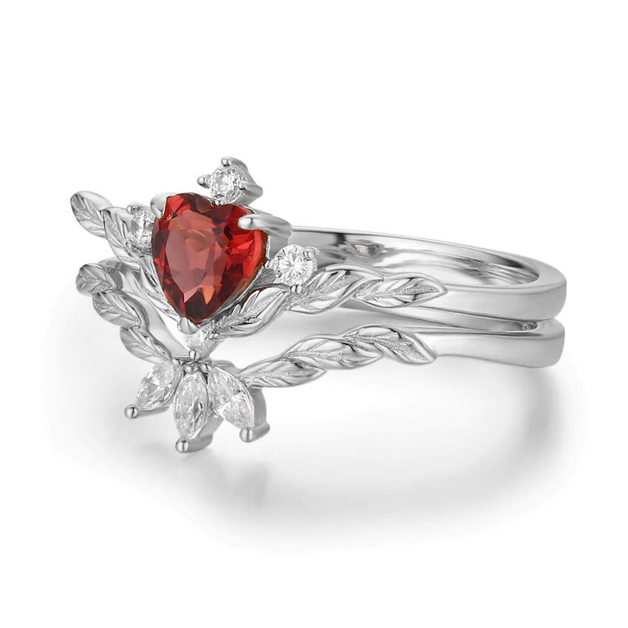 Flaming Heart Red Garnet Ring Set©
